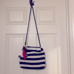 NWT The Sak 3 Way Convertible Vegan crocheted Purse outside and inside zipper.